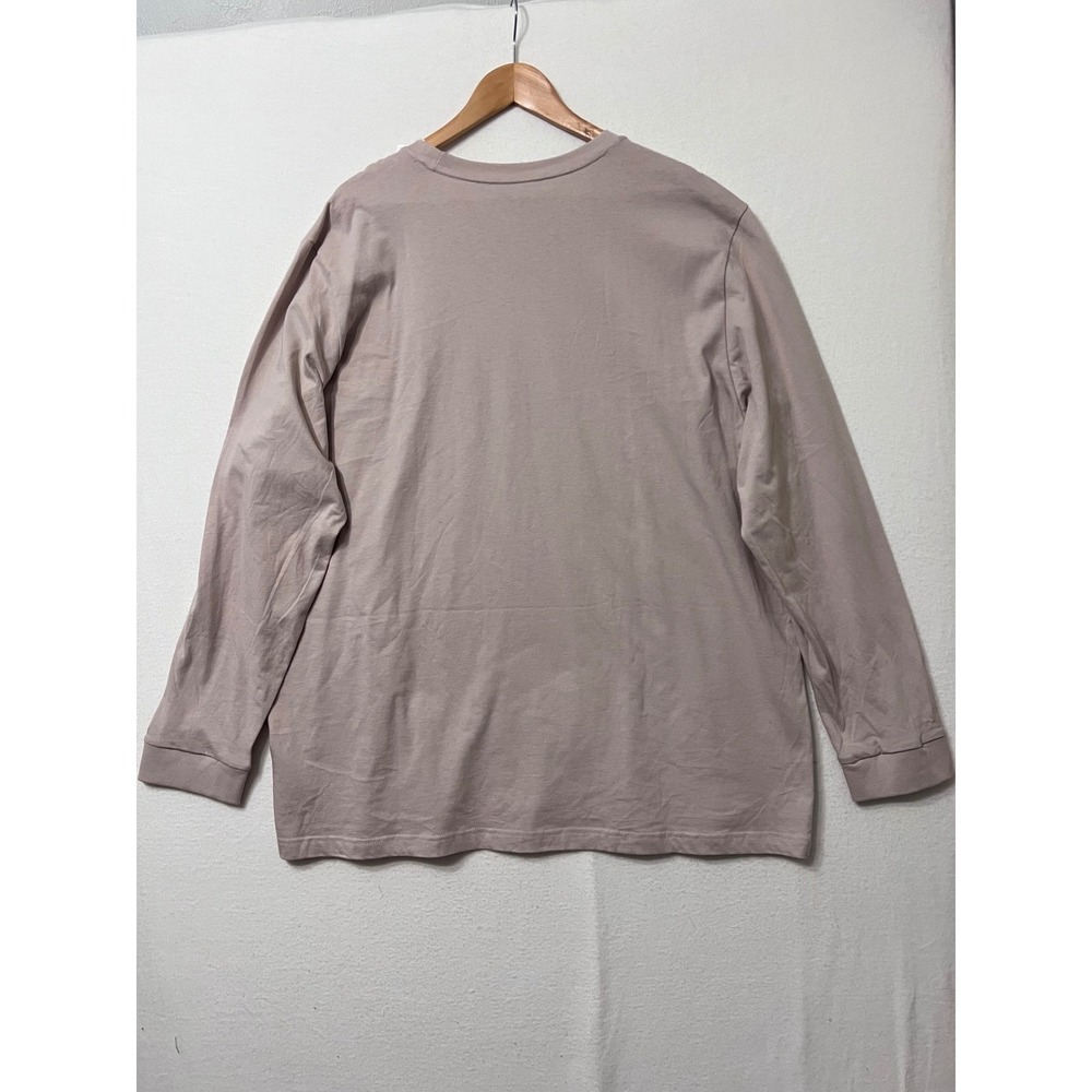 NWT Adidas Men's 2XL Long Sleeve T-Shirt Crew Neck Regular Fit Beige‎ Logo Tee - Picture 4 of 7